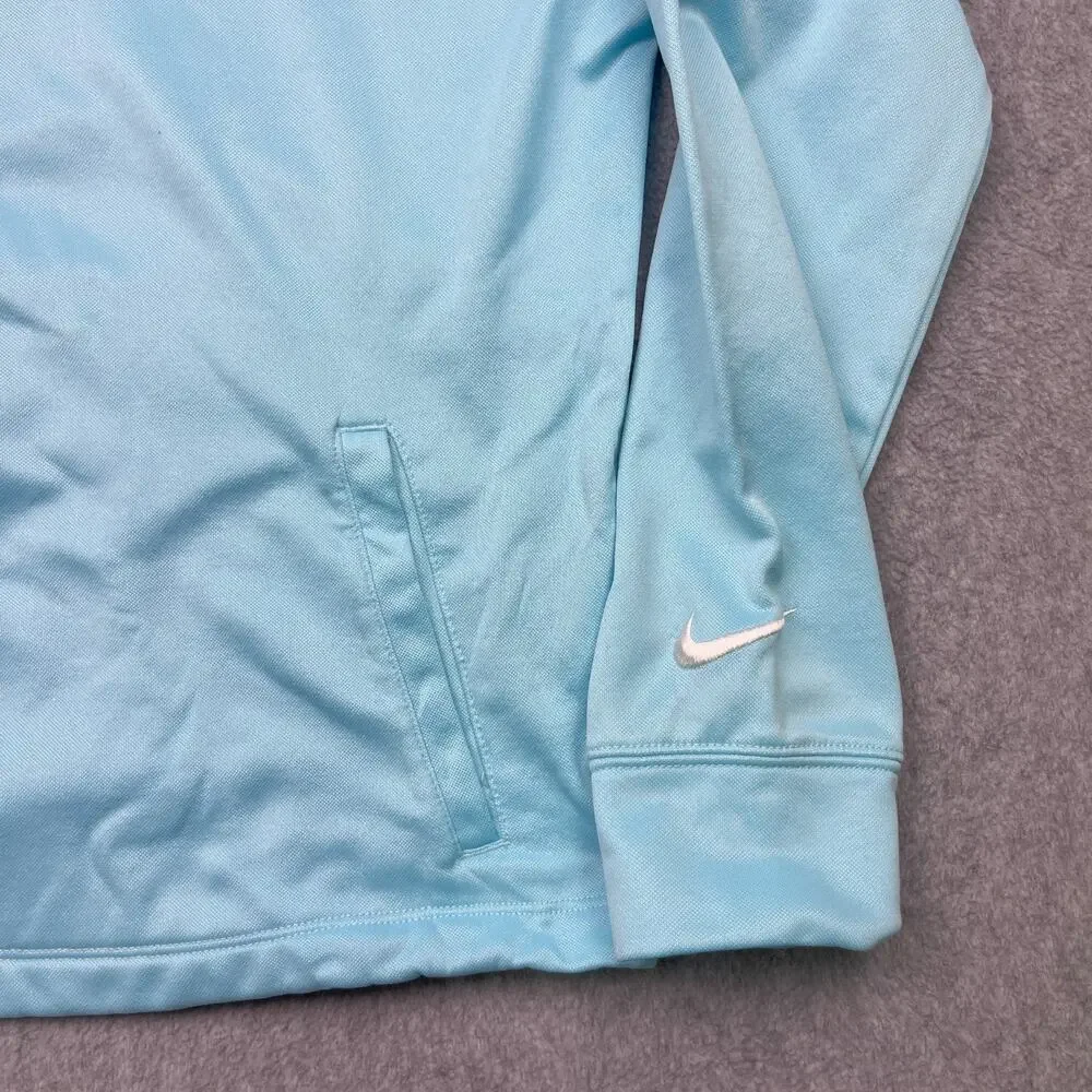 Nike Therma-Fit Hoodie Girls Large Blue‎ Swoosh Long Sleeve Pullover Sweatshirt
